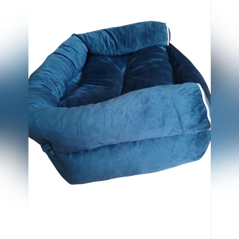 Luxurious Blue Velvet Dog Pet Lounge Bed New Xl